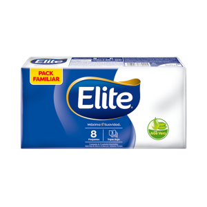 Pañuelo Facial Elite triple hoja con aloe, pack x 8 x 10 hjs