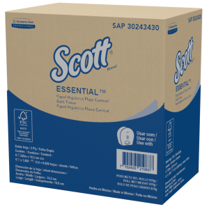 Papel Higiénico Scott flujo central doble hoja, bolsa x 6 x 320 mts