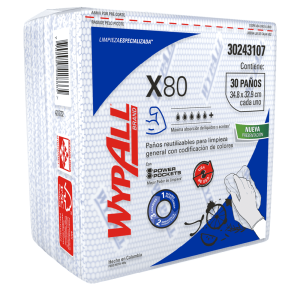 Paños de limpieza Wypall X-80 interfoliados color azul, paquete x 30 und