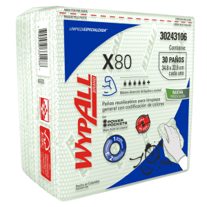 Paños de limpieza Wypall X-80 interfoliados color verde, paquete x 30 und