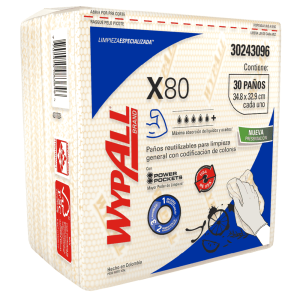 Paños de limpieza Wypall X-80 interfoliados color amarillo, paquete x 30 und