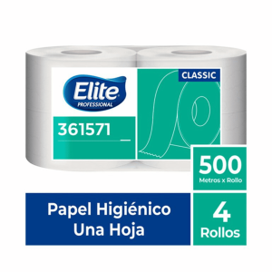 Papel Higiénico Elite Classic blanco, bolsa x 4 x 500 mts