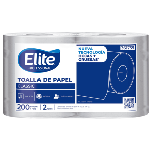 Papel Toalla Elite Classic natural, bolsa x 2 x 200 mts
