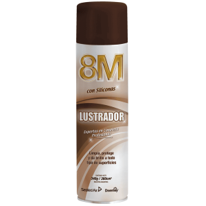 Envase en spray de lustramueble con silicona 8M de 360 ml.