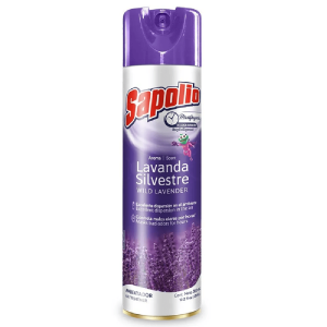 Envase en spray de ambientador Sapolio con aroma a lavanda de 360 ml.