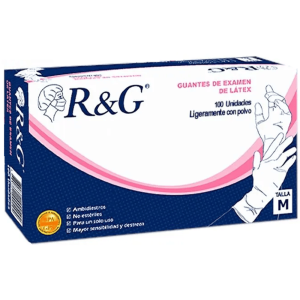Caja de 100 unidades de guantes de látex R&G, talla M