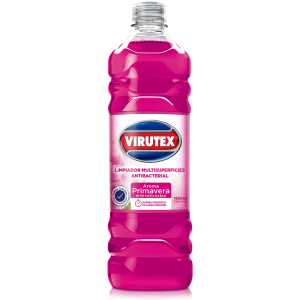 Frasco de limpiador desinfectante Virutex con aroma a primavera de 1800 ml.