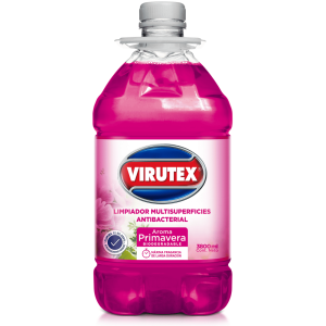 Frasco de limpiador desinfectante Virutex con aroma a primavera de 3800 ml.
